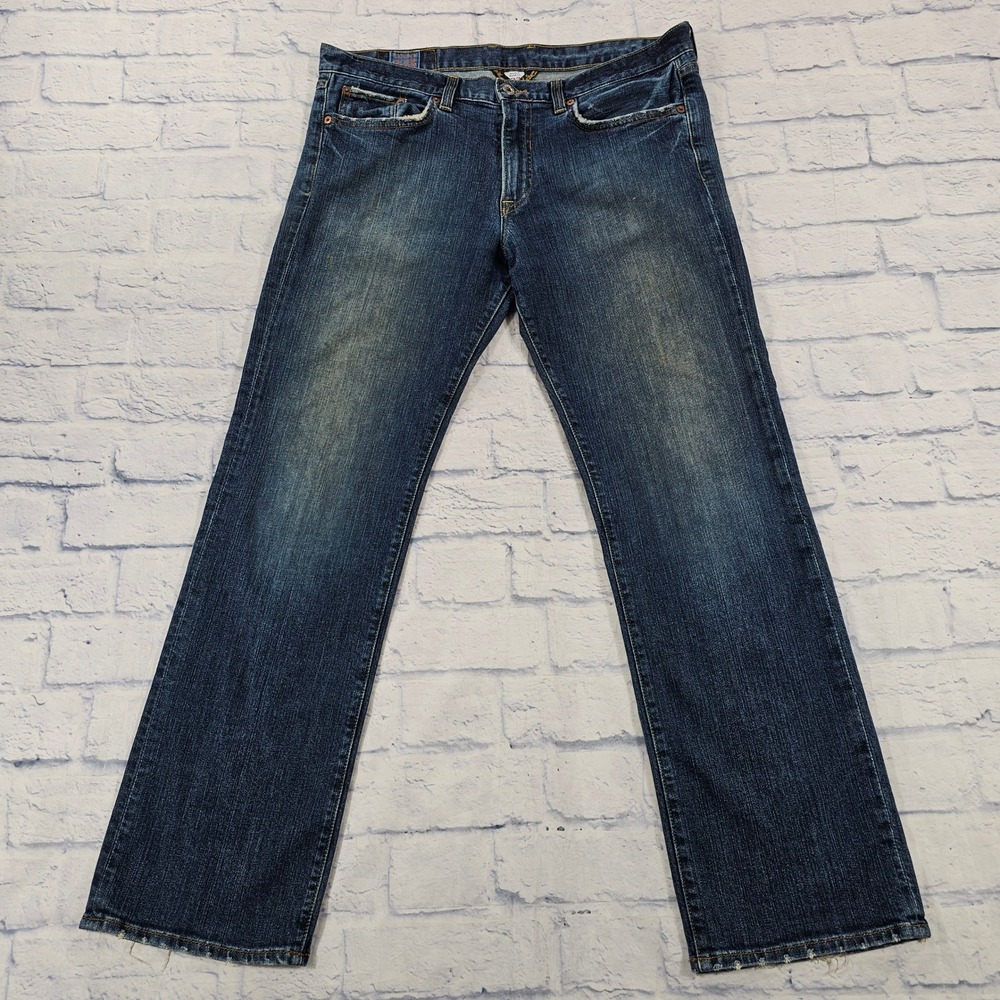Lucky Brand Vintage Straight Jeans MENS 33X30 Blue Distressed Made in USA Y2K